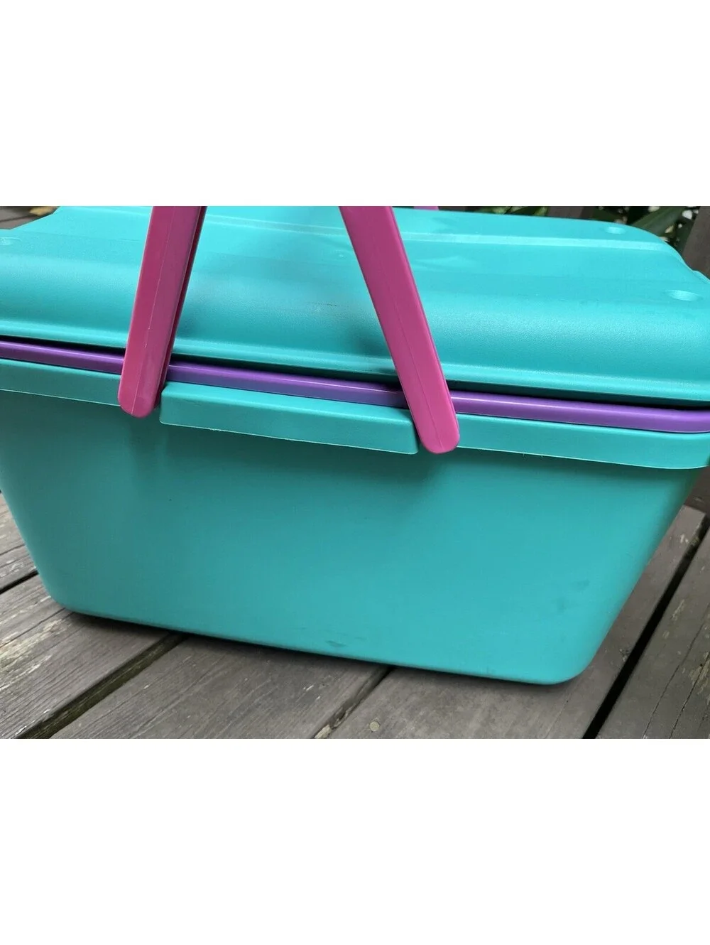 Eagle Storage Sewing Organizer Tote Bin Teal Purple Pink Vintage 90s + 2 Inserts